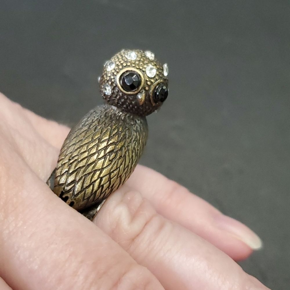 Bronze Tone Three Dimensional Owl Ring Adjustable